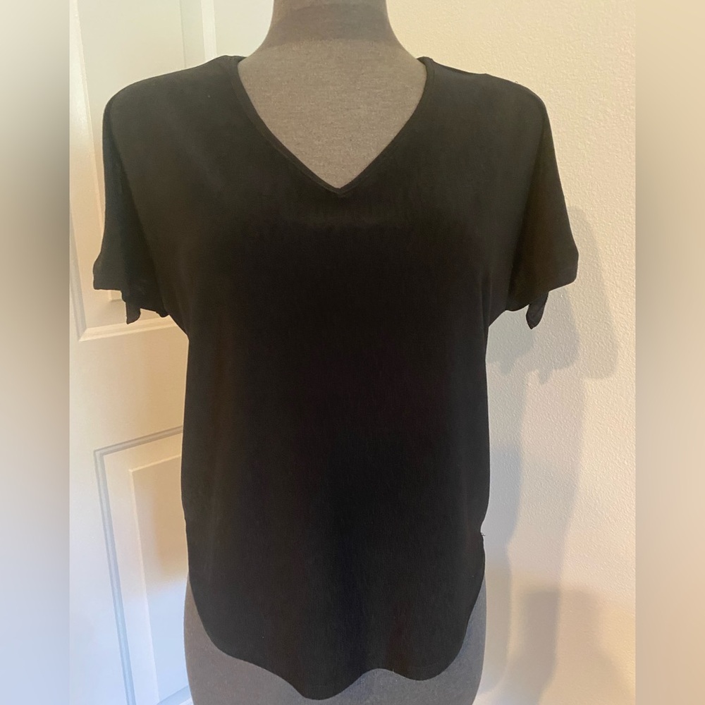 Madison Black V-Neck Short Sleeve Tee